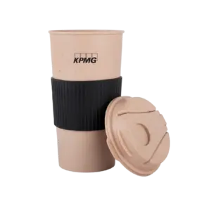 Power Plus Tall Bamboo Coffee mug With Flip Lid-Black