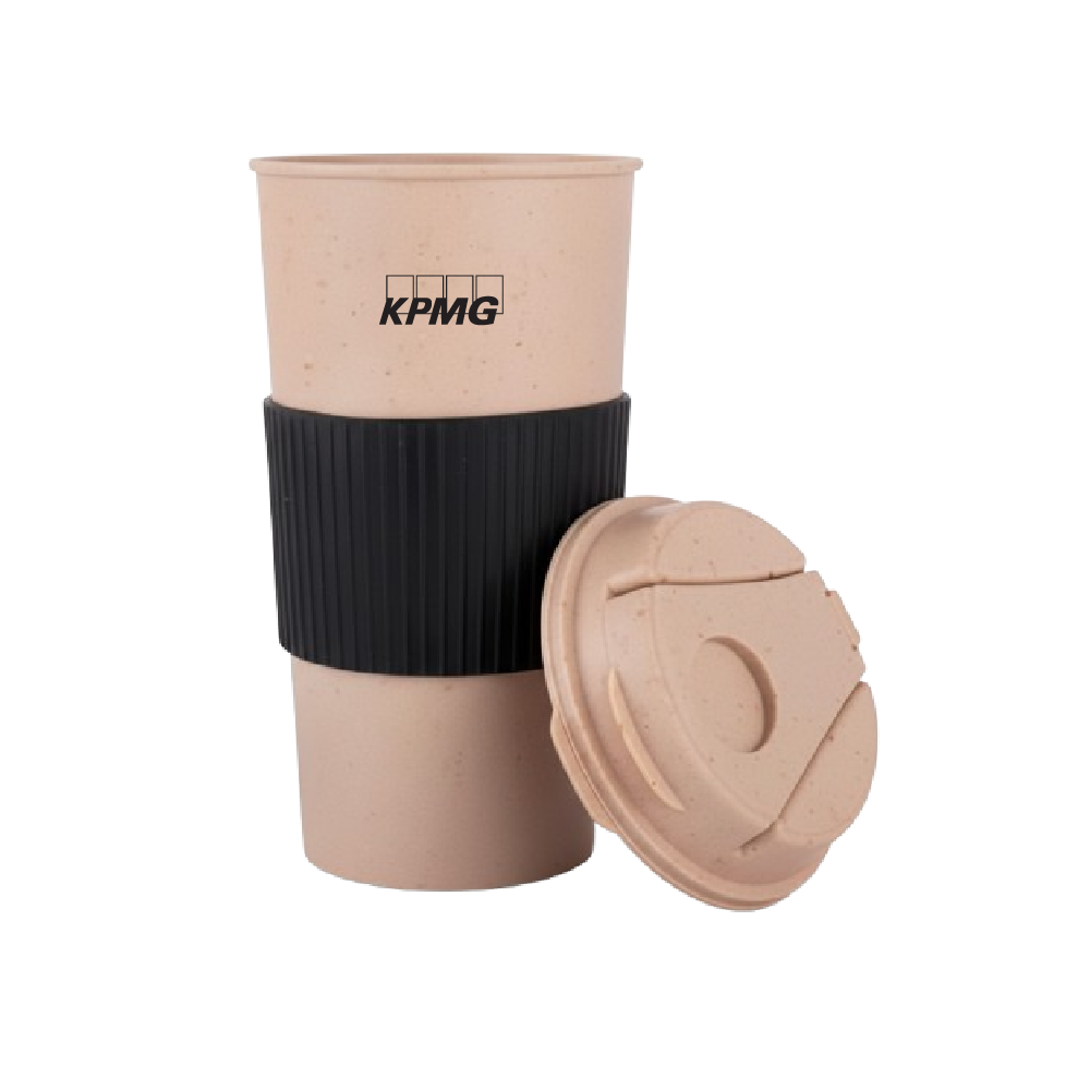 Power Plus Tall Bamboo Coffee mug With Flip Lid-Black