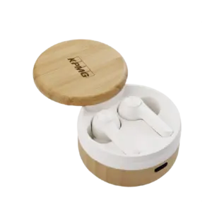 IGP Rhythm Personalised Bamboo Earbuds-White/Natural