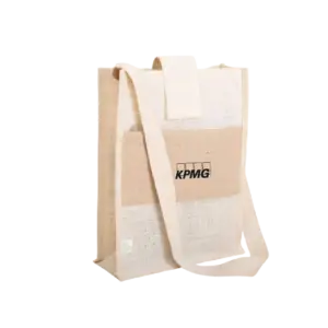 Oblique Teak Jute Bag-Natural