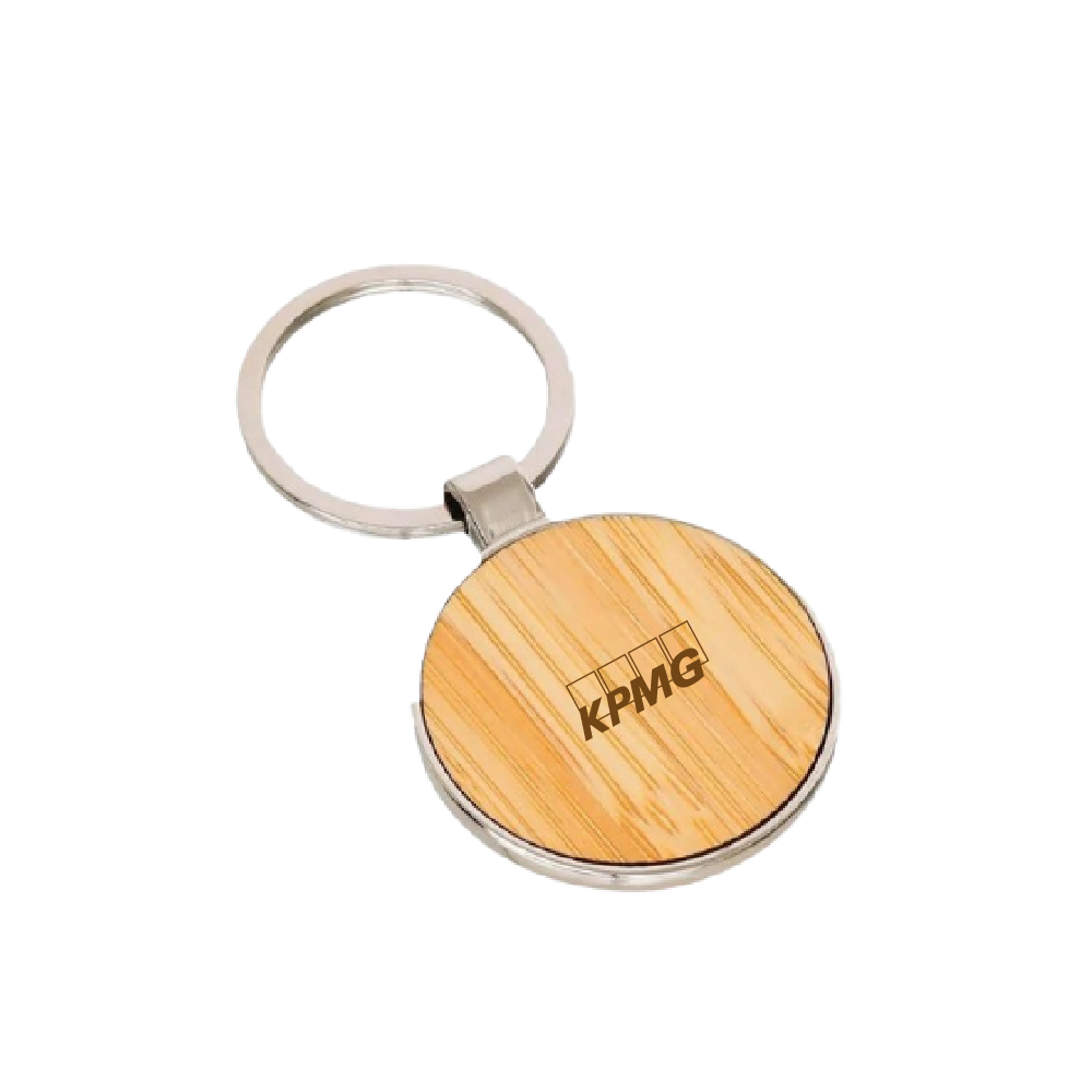 MG Bamboo Circle Keychain-Natural