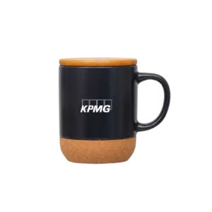 MG Ceramic Mug with a Bamboo LId-Black/Cork