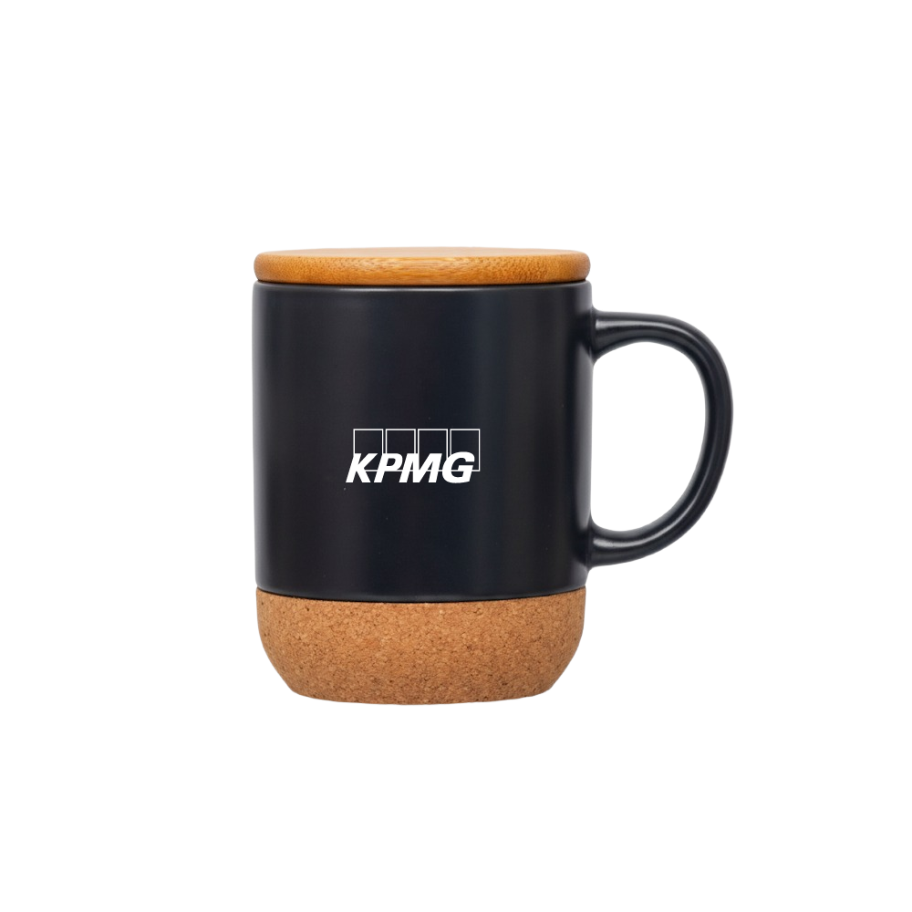 MG Ceramic Mug with a Bamboo LId-Black/Cork