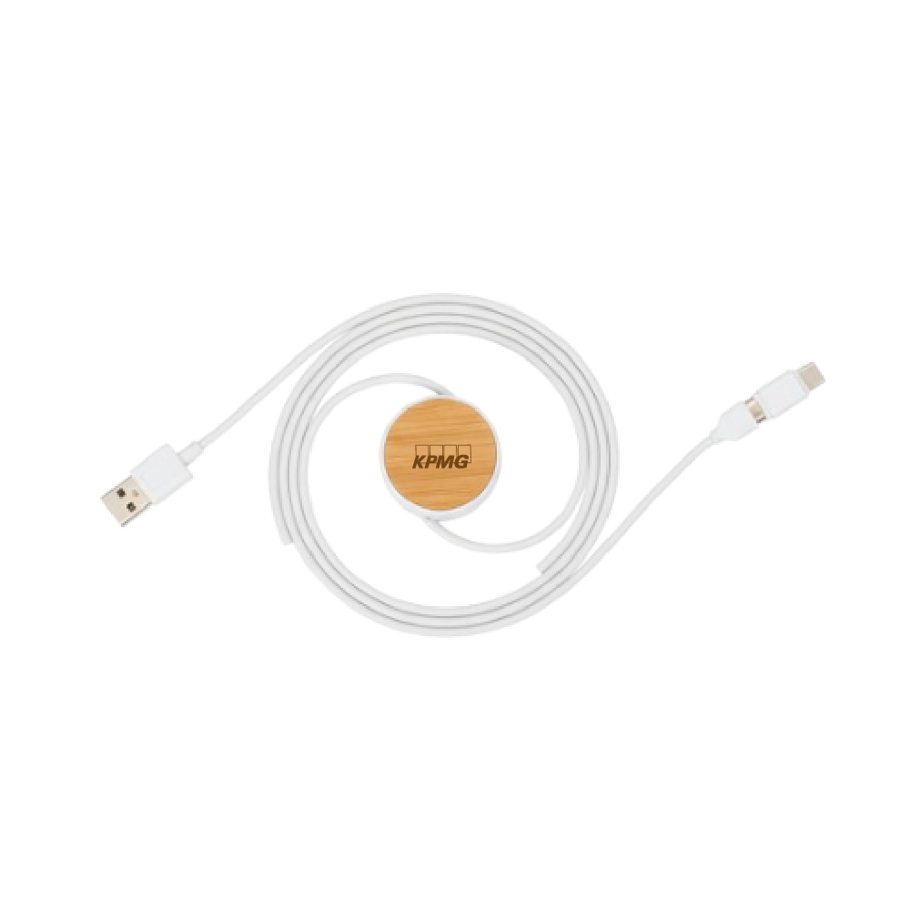 MG Bamboo USB Charging Cable-White/Natural