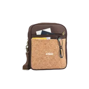 Power Plus Eco-Friendly Cork Sling Messenger Bag-Brown/Natural