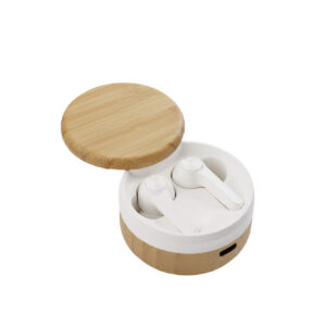 IGP Rhythm Personalised Bamboo Earbuds-White/Natural