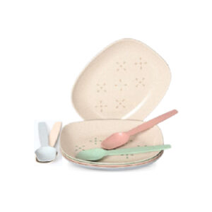 Eha Earth-Friendly Snack Plates Set of 4 with Spoons-Multi