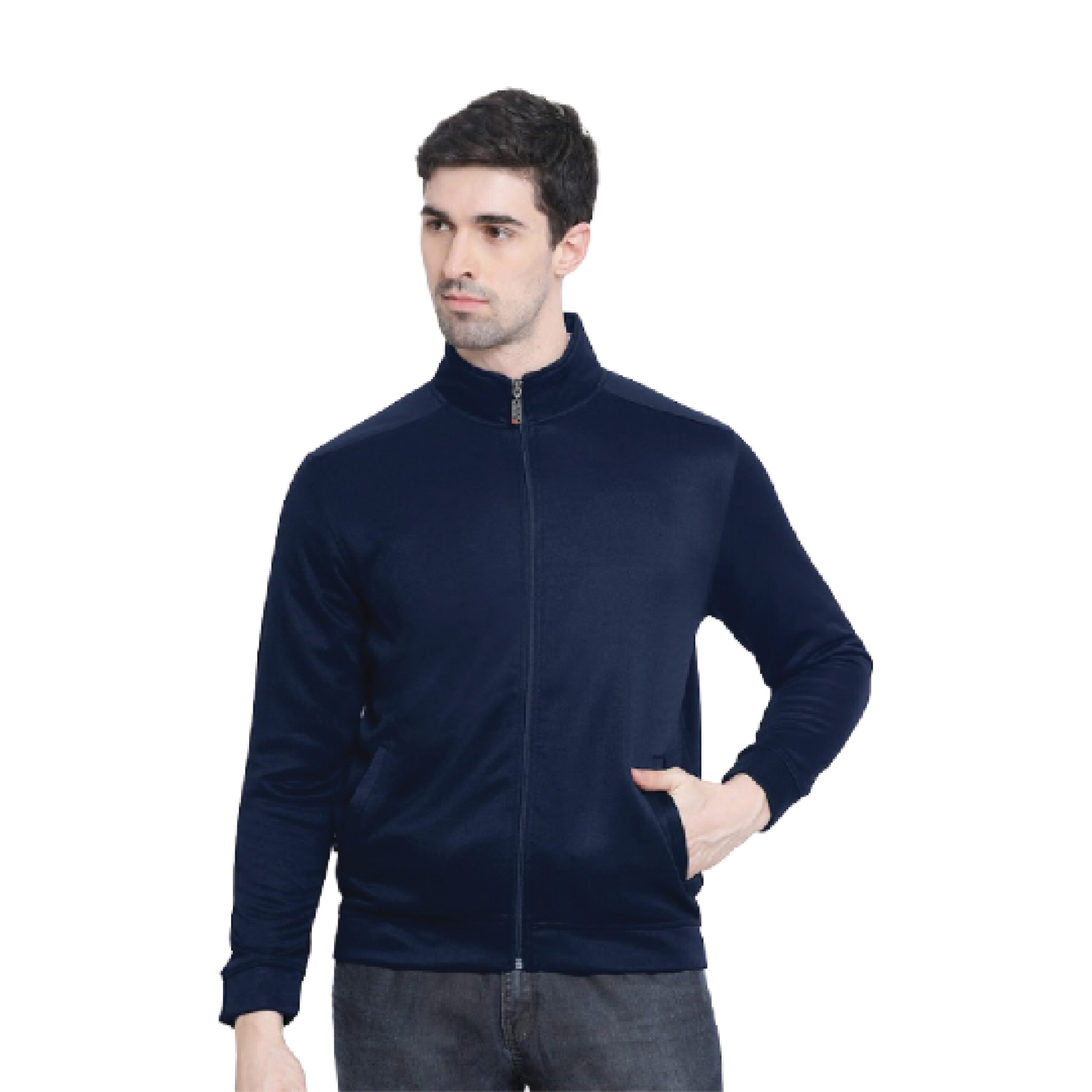 Swiss Military Interlock Full Zipper Jacket -Navy Blue