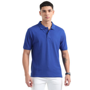 Caslay Sustainable Polo Neck T-Shirt -Royal Blue