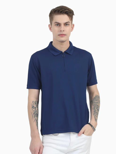 Caslay Sustainable Organic Quick Dry Polo T-Shirt -Navy Blue