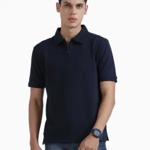 Caslay Sustainable Sweat Polo T Shirt -Navy Blue