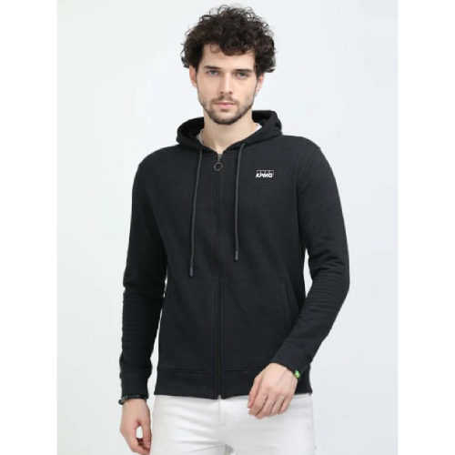 Caslay Sustainable Hoodie With Zip-Grey Melange