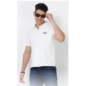 Caslay Sustainable Polo Neck T-Shirt -White