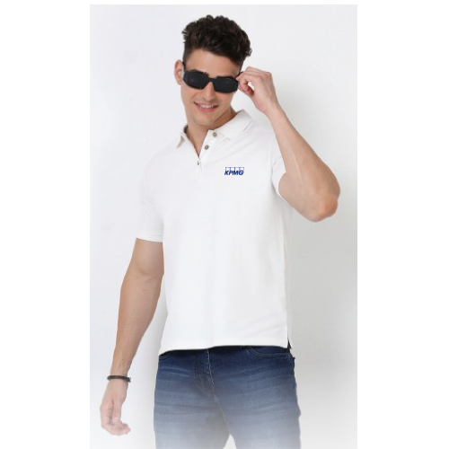 Caslay Sustainable Polo Neck T-Shirt -White