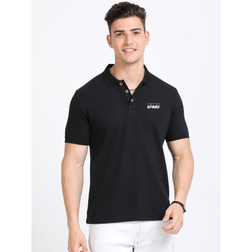 Caslay Sustainable Polo Neck T-Shirt - Black