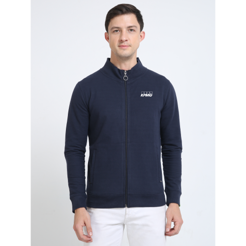 Caslay Sustainable High Neck Jacket-Navy Blue