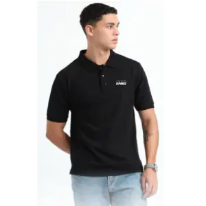 Caslay Sustainable Organic Polo Neck T-Shirt -Black