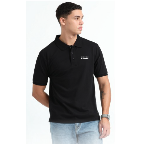 Caslay Sustainable Organic Polo Neck T-Shirt -Black