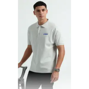 Caslay Sustainable Organic Polo Neck T-Shirt -Stom Grey