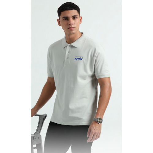 Caslay Sustainable Organic Polo Neck T-Shirt -Stom Grey