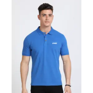 Caslay Sustainable Polo Neck T-Shirt -Royal Blue