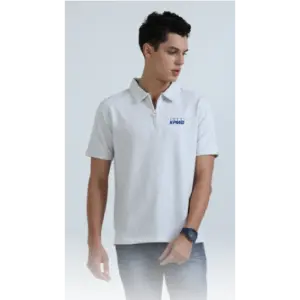 Caslay Sustainable Sweat Polo T Shirt -White Melange