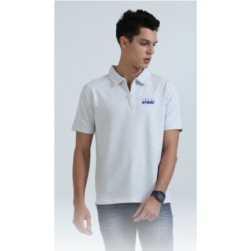 Caslay Sustainable Sweat Polo T Shirt -White Melange