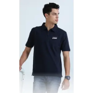 Caslay Sustainable Sweat Polo T Shirt -Navy Blue