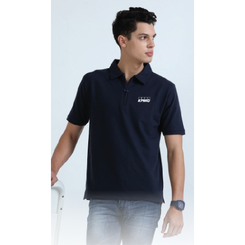 Caslay Sustainable Sweat Polo T Shirt -Navy Blue