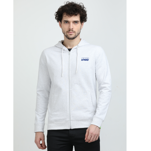 Caslay Sustainable Hoodie With Zip-White Melange