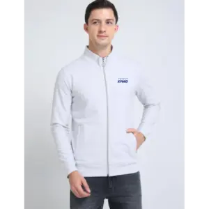 Caslay Sustainable High Neck Jacket-White Melange