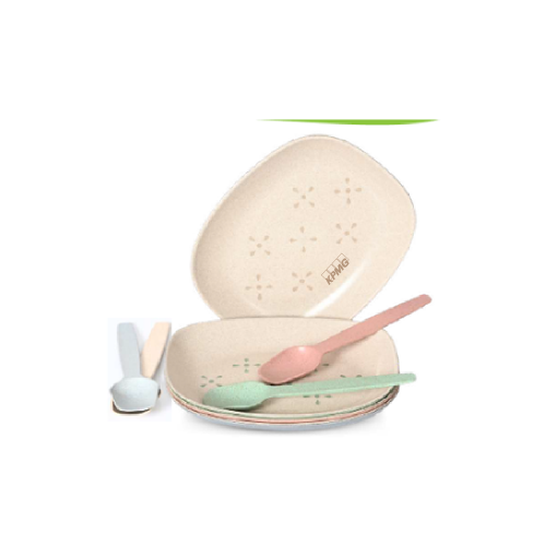 Eha Earth-Friendly Snack Plates Set of 4 with Spoons-Multi