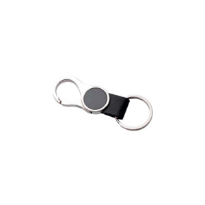 Powerplus Round Hanging Metal Keychain-Black