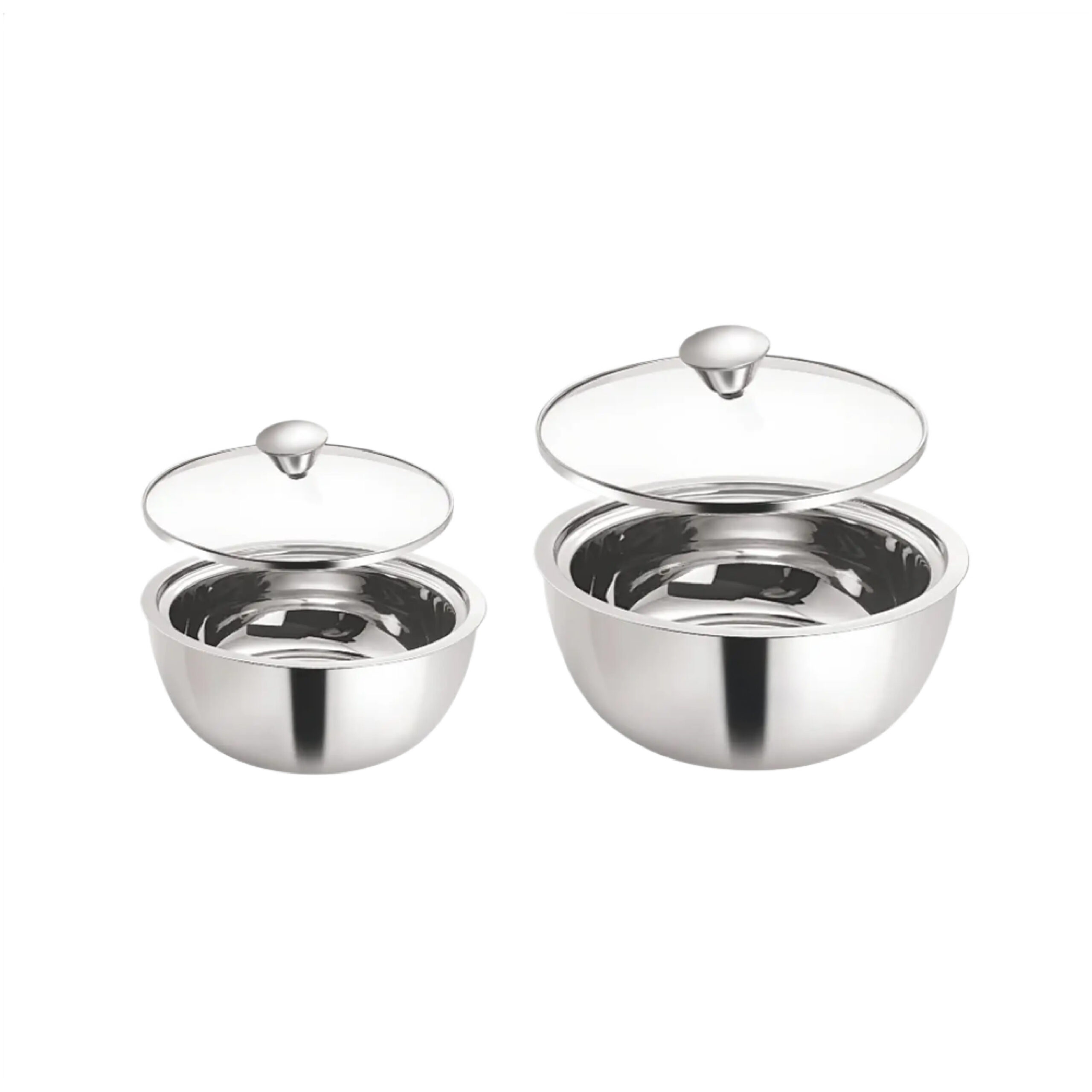 Borosil Servefresh Curry Server Set of 2, 500ml + 900ml-Silver