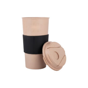 Power Plus Tall Bamboo Coffee mug With Flip Lid-Black