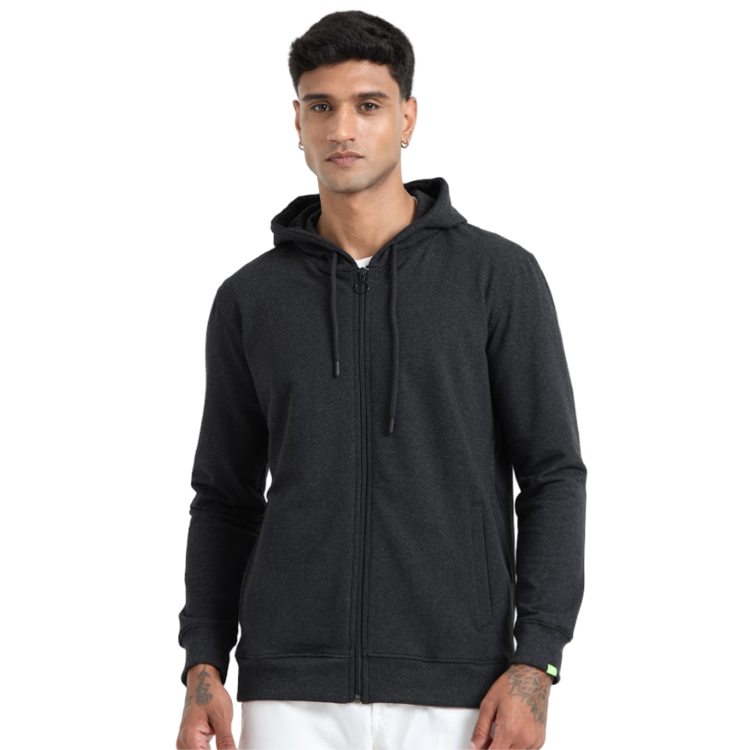 Caslay Sustainable Hoodie With Zip-Grey Melange