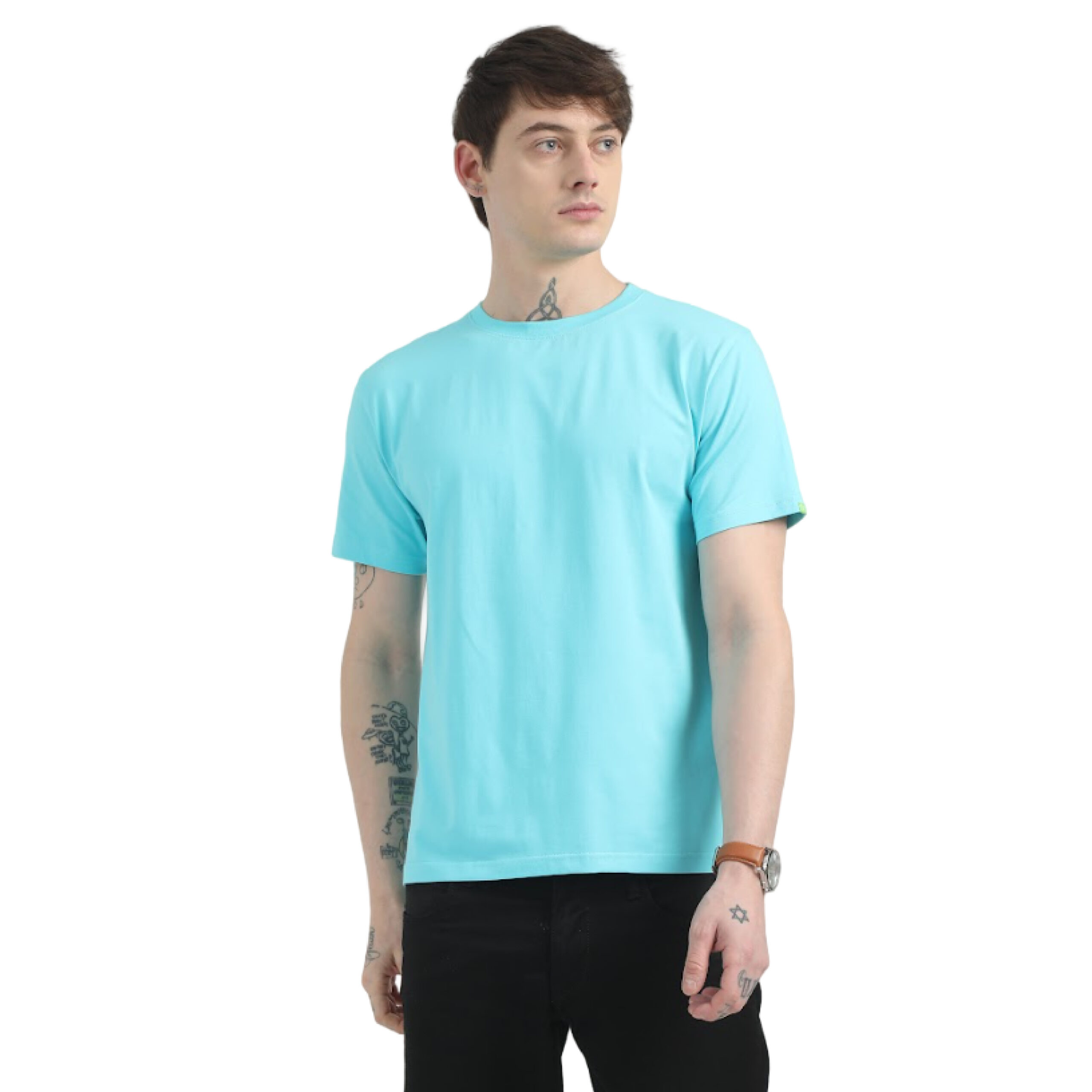 Caslay Sustainable Organic Crew Neck T-Shirt -Curracao Blue