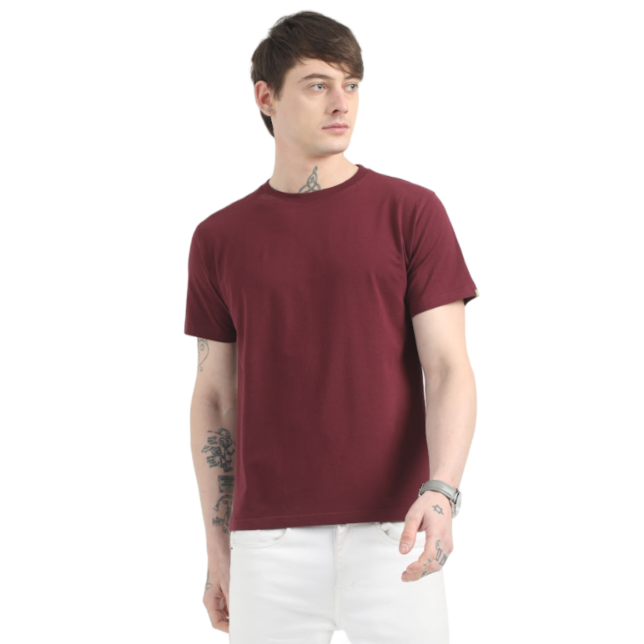 Caslay Sustainable Organic Crew Neck T-Shirt -Maroon