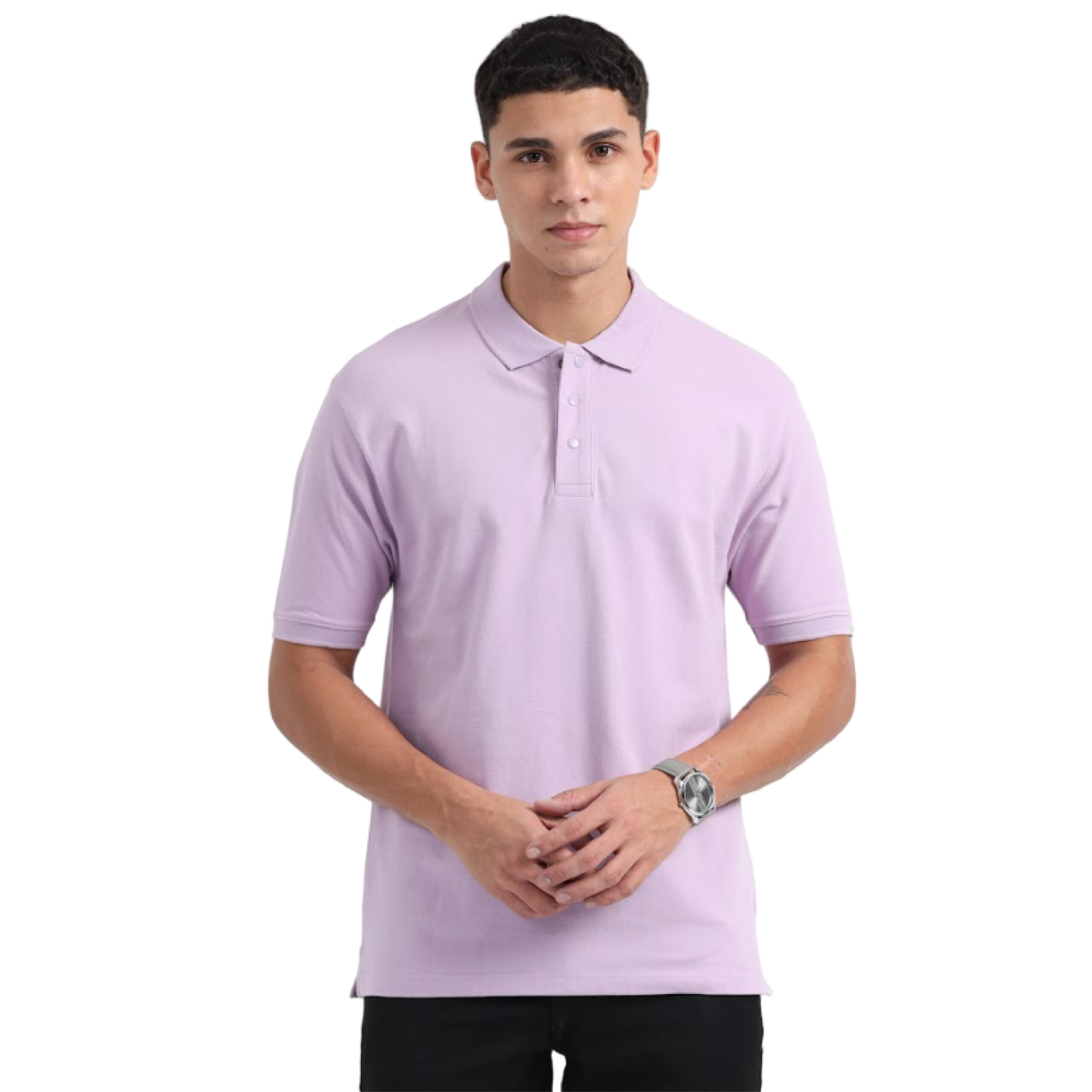 Caslay Sustainable Organic Polo Neck T-Shirt -Lavender