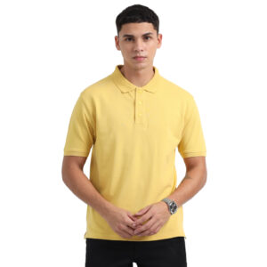 Caslay Sustainable Organic Polo Neck T-Shirt -Mustard