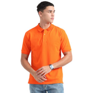 Caslay Sustainable Organic Polo Neck T-Shirt -Orange