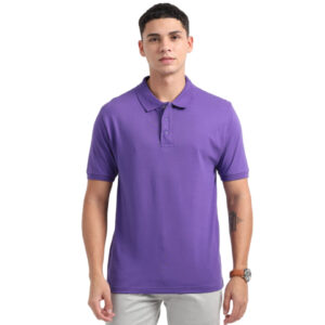 Caslay Sustainable Organic Polo Neck T-Shirt -Prism Violet