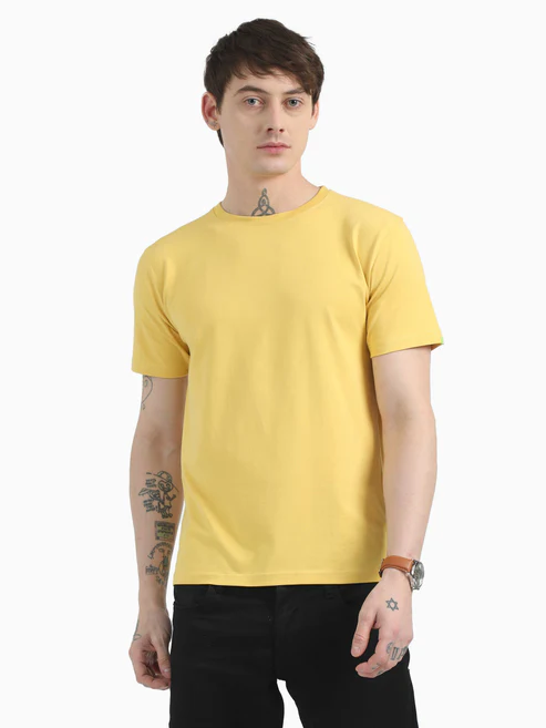 Caslay Sustainable Organic Crew Neck T-Shirt -Mustard