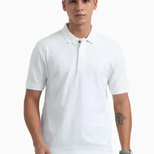 Caslay Sustainable Organic Polo Neck T-Shirt -White