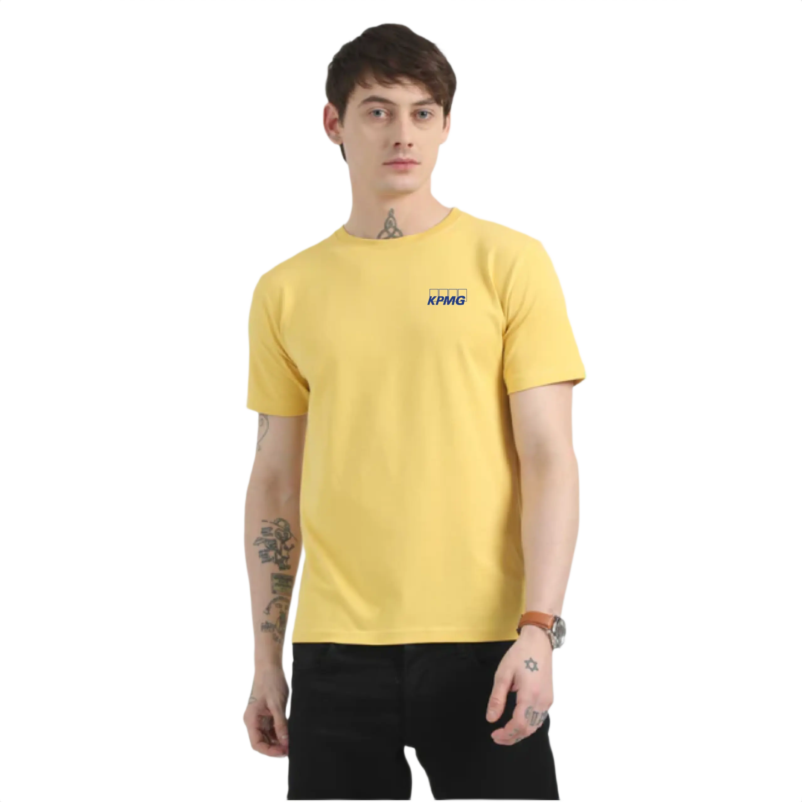 Caslay Sustainable Organic Crew Neck T-Shirt -Mustard