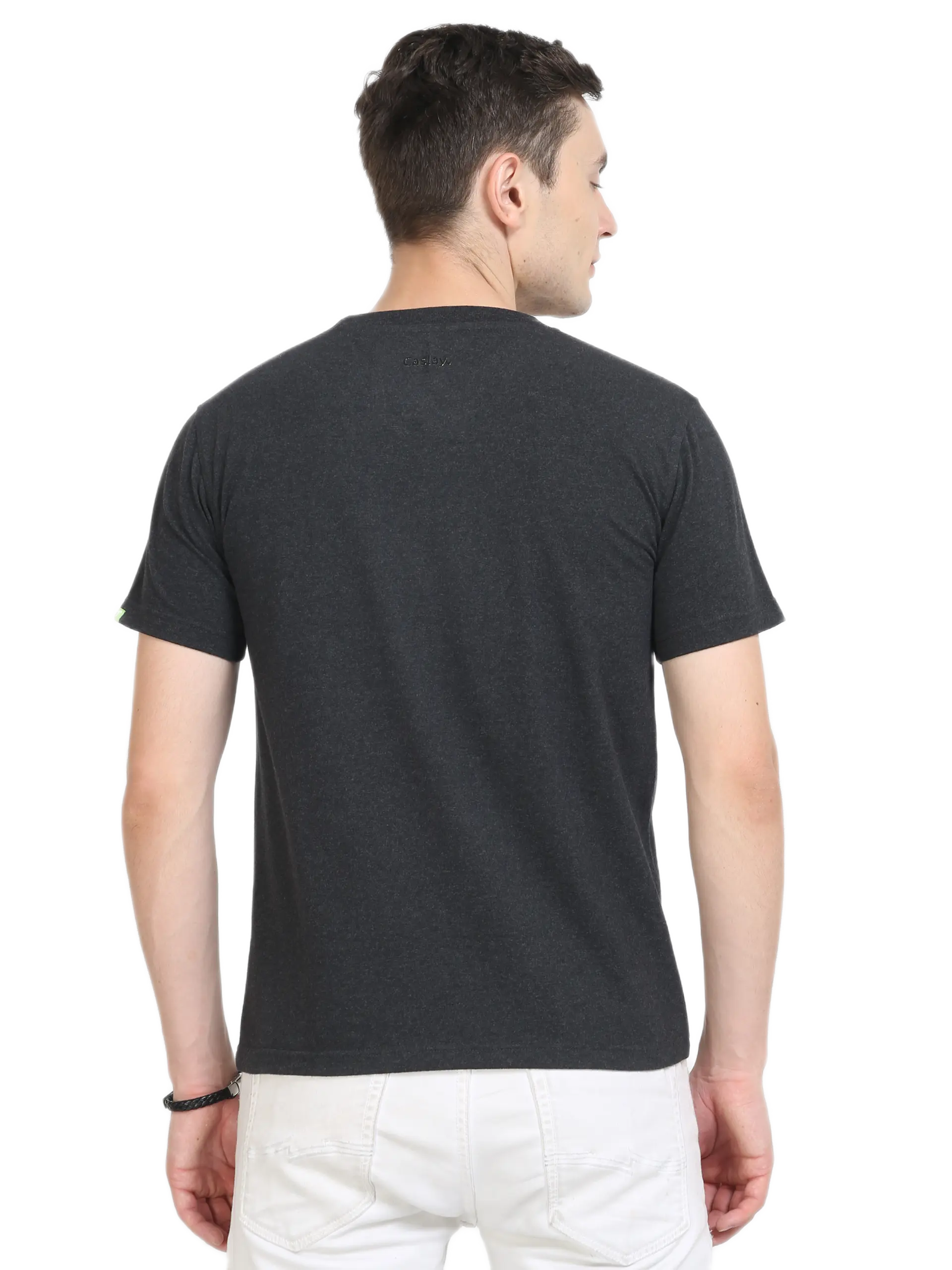 Caslay Sustainable Crew Neck T-Shirt - Charcoal Melange - Image 2