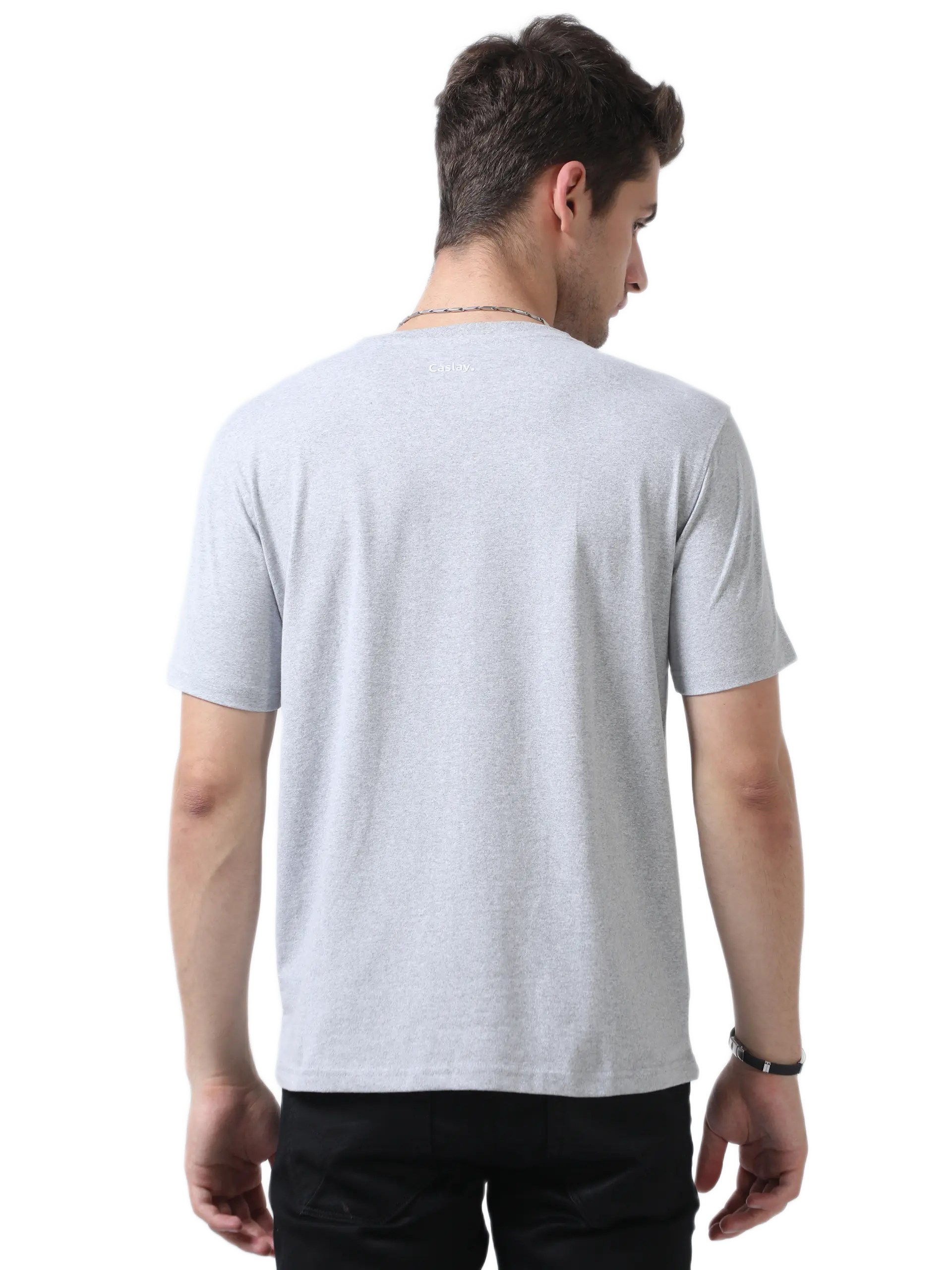 Caslay Sustainable Crew Neck T-Shirt - Grey Melange - Image 2