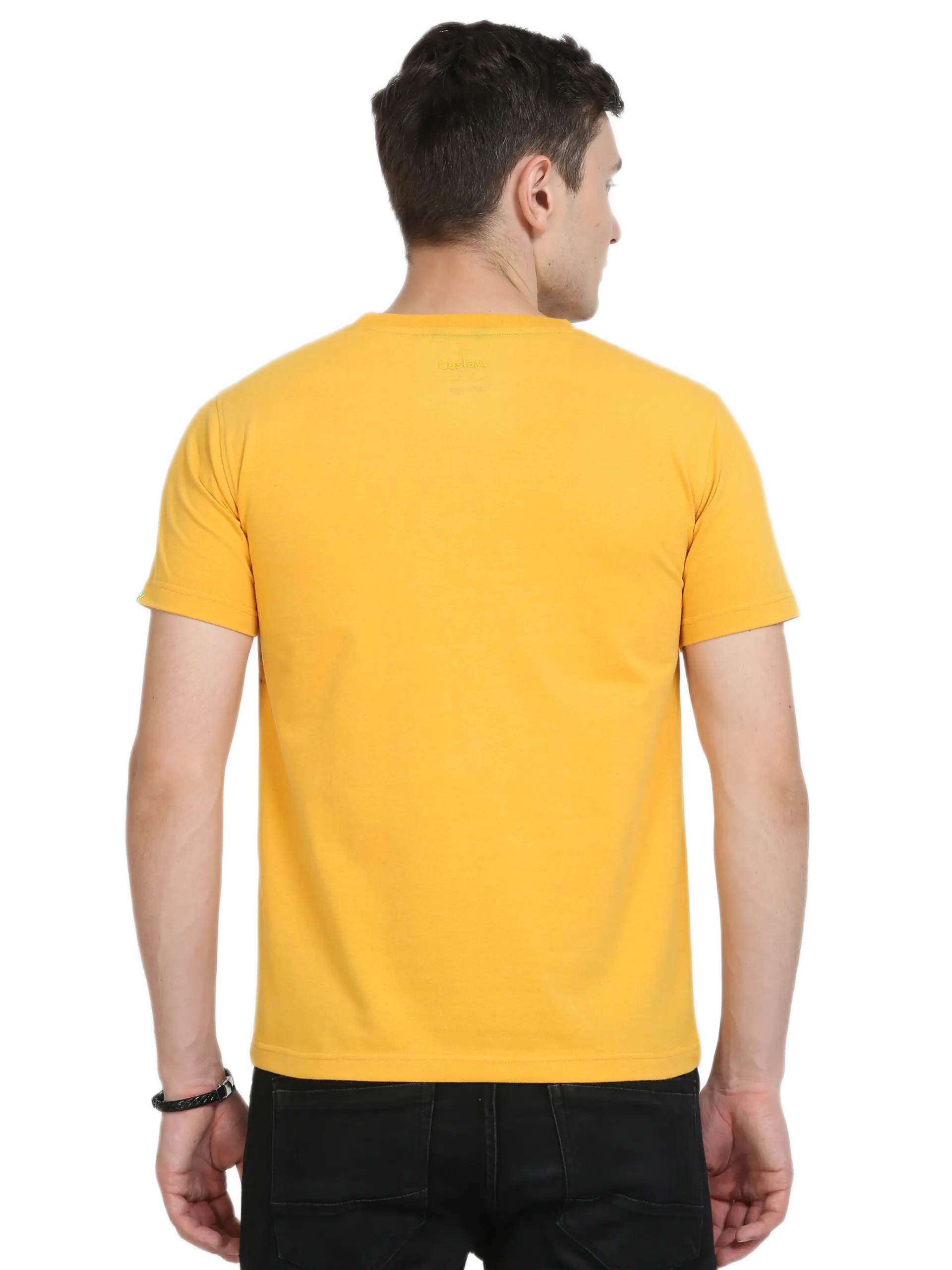Caslay Sustainable Crew Neck T-Shirt - Mustard - Image 2