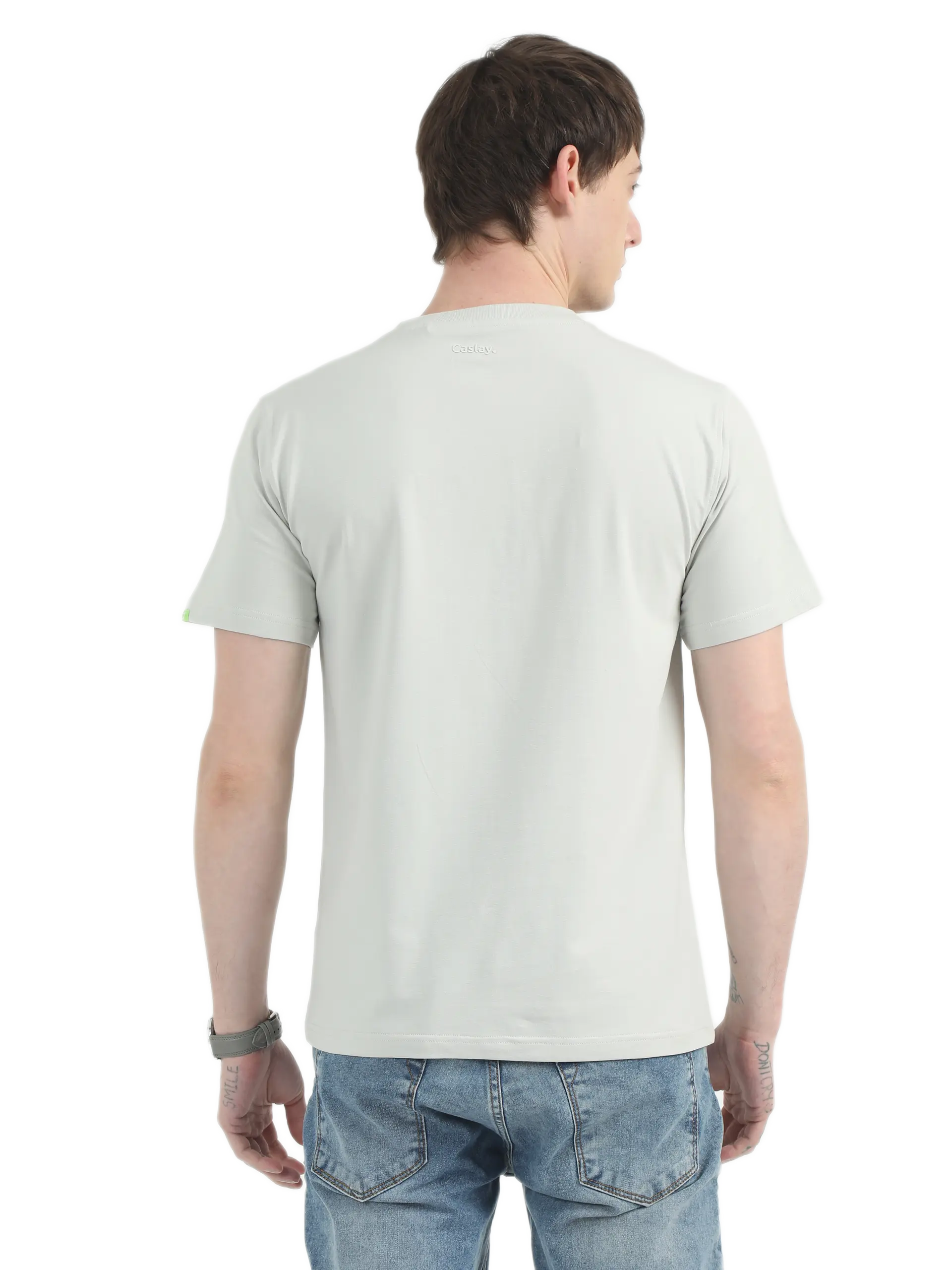 Caslay Sustainable Organic Crew Neck T-Shirt -Stom Grey - Image 2