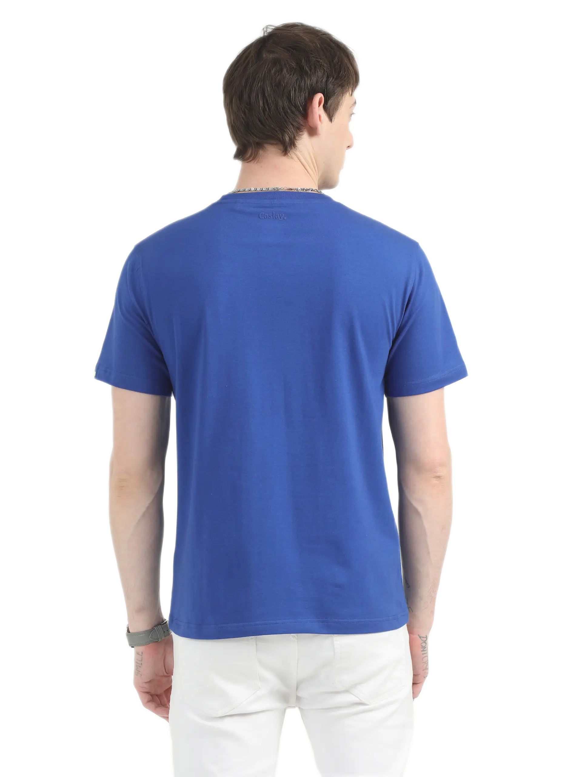 Caslay Sustainable Organic Crew Neck T-Shirt -Royal Blue - Image 2